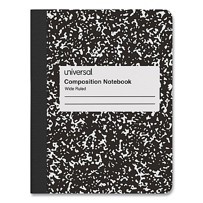 Universal Composition Book, Wide/Legal Rule, Black Marble Cover, (100) 9.75 x 7.5 Sheets, 6/Pack (UNV20936)