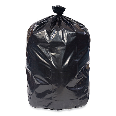 Pitt Plastics Eco Strong Plus Can Liners, 40 gal, 1.7 mil, 40" x 46", Black, Perforated Roll, 100/Carton (PITPCRL404620K)
