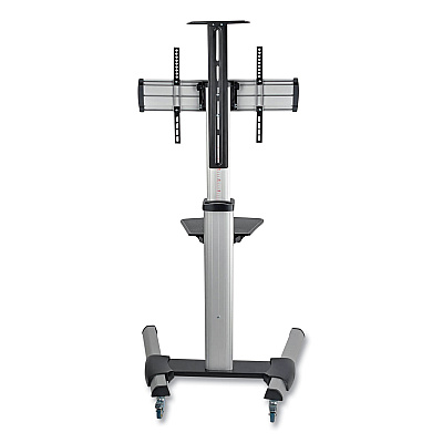 Tripp Lite Flat Panel Floor Stand, Tilt Range: -12 to +5, Metal, 1 Shelf, 110 lb Capacity, 32.6" x 27.6" x 81.5", Silver/Black (DMCS3270XP)