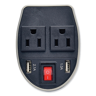Tripp Lite PowerVerter Ultra-Compact Car Inverter, 200 W, Two AC Outlets/Two USB Ports (PV200CUSB)