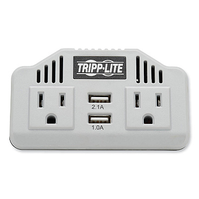 Tripp Lite PowerVerter Ultra-Compact Car Inverter, 400 W, Two AC Outlets/Two USB Ports, 3.1 A (PV400USB)
