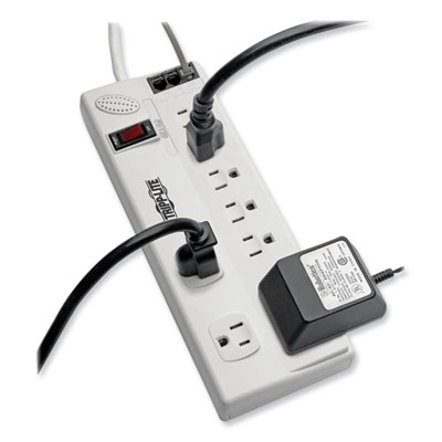 Tripp Lite Protect It! Computer Surge Protector, 8 AC Outlets, 8 ft Cord, 3,150 J, White (TRPTLP808TELTAA)