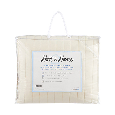Host & Home Brushed Microfiber Quilt Set Twin Taupe, Case Of 4 (MFQT-TWSET-TP)