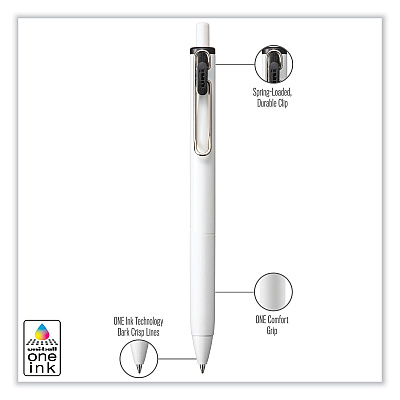 uniball uniONE Gel Pen, Retractable, Medium 0.7 mm, Assorted Business Ink Colors, Assorted Barrel Colors, 5/Pack (UBC70380)