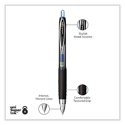 uniball 207 Signo Gel Ultra Micro Gel Pen, Retractable, Extra-Fine 0.38 mm, Blue Ink, Clear/Black Barrel (UBC1790923)
