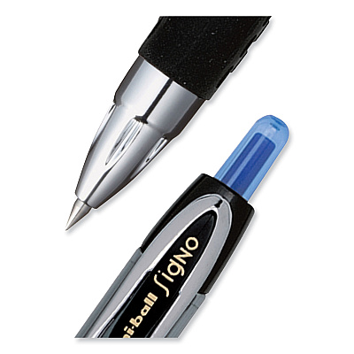 uniball 207 Signo Gel Ultra Micro Gel Pen, Retractable, Extra-Fine 0.38 mm, Blue Ink, Clear/Black Barrel (UBC1790923)