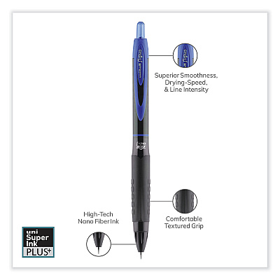 uniball 307 Gel Pen, Retractable, Medium 0.7 mm, Blue Ink, Blue Barrel, 3/Pack (UBC1927593)