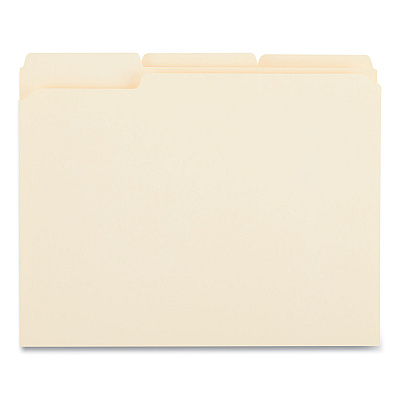 Universal Top Tab File Folders, 1/3-Cut Tabs: Assorted, Letter Size, 0.75" Expansion, Manila, 50/Box (UNV18104)