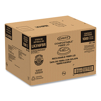 Dart Fiber Lids for Paper Cups, ProPlanet Seal, Fits 10 oz to 24 oz Cups, Tan, 1,000/Carton (DCCLK316FBR)