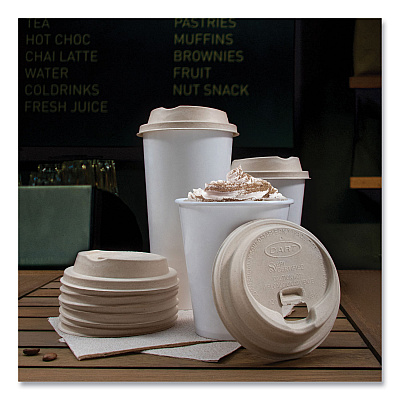 Dart Fiber Lids for Paper Cups, ProPlanet Seal, Fits 10 oz to 24 oz Cups, Tan, 1,000/Carton (DCCLK316FBR)