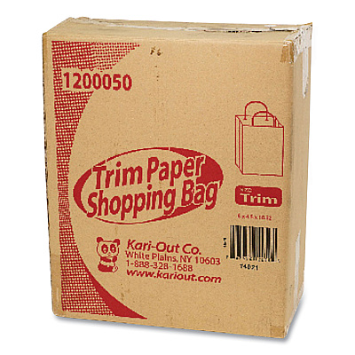 Kari-Out Kraft Paper Bags, Natural Kraft Flat Handles, 8" x 5" x 11", Natural, 250/Carton (KOT1200050)
