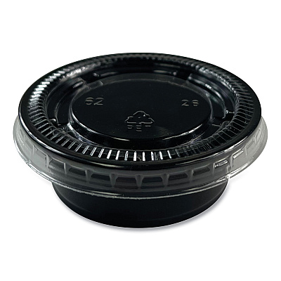 Boardwalk Souffle/Portion Cups, 1.5 oz, Polypropylene, Black, 2,500/Carton (BWKPRTN15BL)