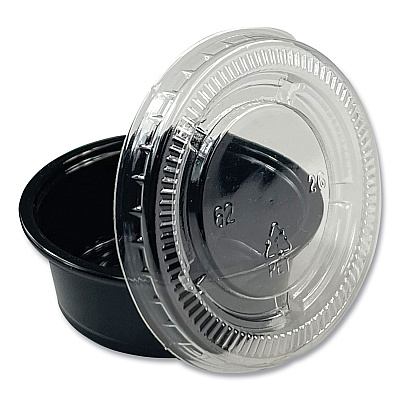 Boardwalk Souffle/Portion Cups, 1.5 oz, Polypropylene, Black, 2,500/Carton (BWKPRTN15BL)