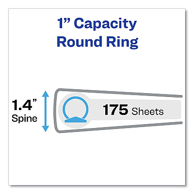 Avery Flexible View Binder with Round Rings, 3 Rings, 1" Capacity, 11 x 8.5, Gray (AVE17676)