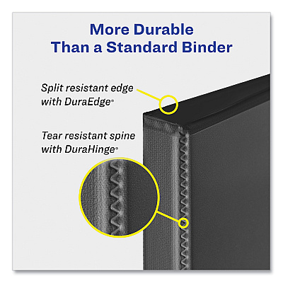 Avery Heavy-Duty Non Stick View Binder with DuraHinge and Slant Rings, 3 Rings, 3" Capacity, 11 x 8.5, Black, (5600) (AVE05600)
