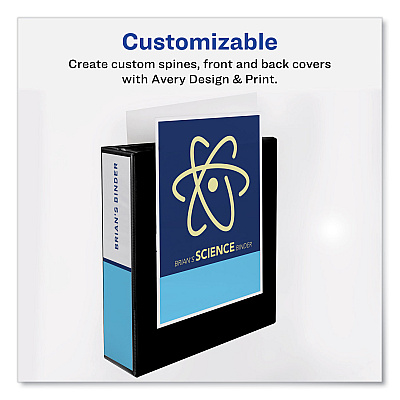 Avery Heavy-Duty Non Stick View Binder with DuraHinge and Slant Rings, 3 Rings, 3" Capacity, 11 x 8.5, Black, (5600) (AVE05600)