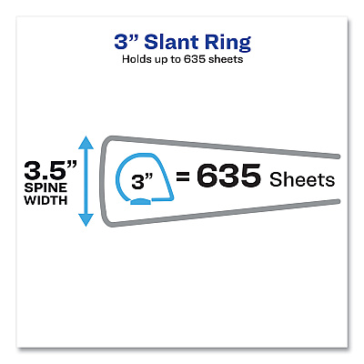 Avery Heavy-Duty Non Stick View Binder with DuraHinge and Slant Rings, 3 Rings, 3" Capacity, 11 x 8.5, Black, (5600) (AVE05600)