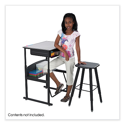 Safco AlphaBetter Adjustable-Height Student Stool, Backless, Supports Up to 250 lb, 35.5" Seat Height, Black (SAF1205BL)