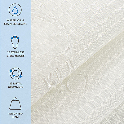 H&h Poly Shower Curtain Set 72x72 Raindrop Bright White, 1 Set (P-SCSET-7272-WH)