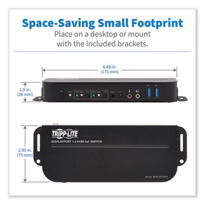 Tripp Lite 2-Port DisplayPort/USB KVM Switch, Ships in 7-10 Business Days (TRPB005DPUA2K)