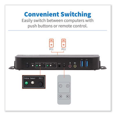 Tripp Lite 2-Port HDMI/USB KVM Switch, Ships in 7-10 Business Days (TRPB005HUA2K)