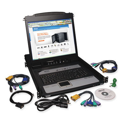 Tripp Lite 8-Port NetDirector 1U Rackmount Console KVM Switch w/ 19" LCD and IP Remote Access, TAA Compliant, Ships in 7-10 Bus Days (B020U0819IP)