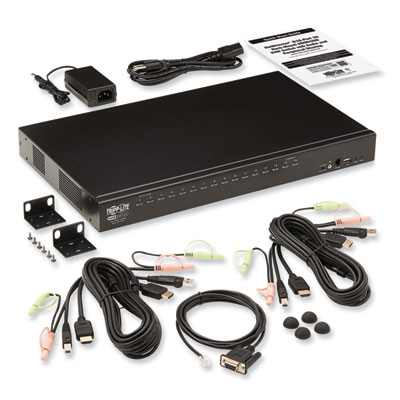 Tripp Lite 16-Port HDMI/USB KVM Switch with Audio/Video and USB Peripheral Sharing, TAA Compliant, Ships in 7-10 Business Days (B024HU16)