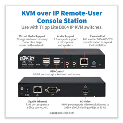 Tripp Lite KVM Over IP Remote-User Console Station, TAA Compliant, Ships in 7-10 Business Days (B064000STN)
