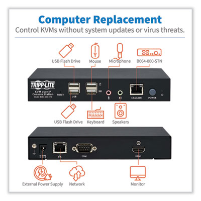 Tripp Lite KVM Over IP Remote-User Console Station, TAA Compliant, Ships in 7-10 Business Days (B064000STN)
