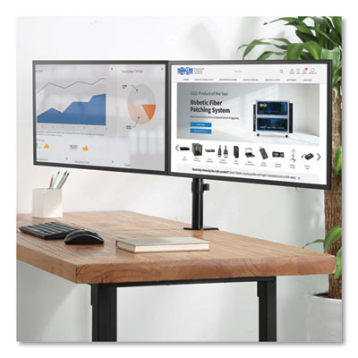 Tripp Lite Dual Display TV/Monitor Mount w/Flex-Arm/Desktop Clmp, 27",360 Rot, -30/+30 Tilt,BK,Support 17.6lb, Ships in 7-10 Bus Days (DDR1327SDFC1)