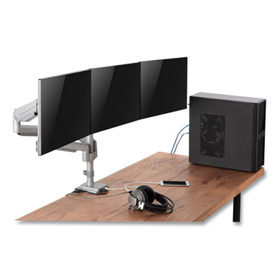 Tripp Lite Triple Display Mount w/Flex Arm for 30" Monitor, -90/+90 Rotation/Tilt, Silver, Supports 15.4 lb, Ships in 7-10 Bus Days (DDR1730TAL)
