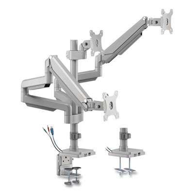 Tripp Lite Triple Display Mount w/Flex Arm for 30" Monitor, -90/+90 Rotation/Tilt, Silver, Supports 15.4 lb, Ships in 7-10 Bus Days (DDR1730TAL)