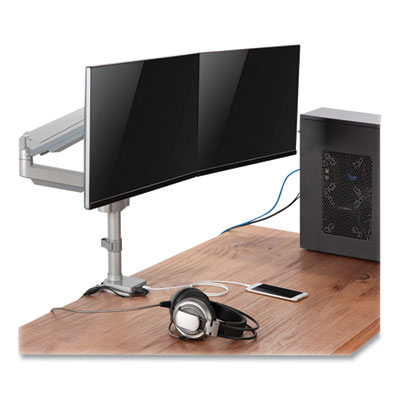 Tripp Lite Dual Monitor/TV Mount w/Flex Arm for 34" Monitors, -90/+90 Rotation/Tilt, Silver, Supports 19.8lb, Ships in 7-10 Bus Days (DDR1732DAL)
