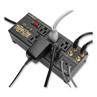 Tripp Lite Isobar Six-Outlet Surge Protector, 6 AC Outlets, 6 ft Cord, 3,330 J, Black, Ships in 7-10 Business Days (ISOBAR6DBS)