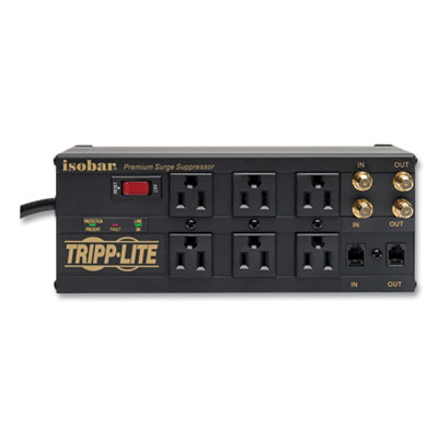 Tripp Lite Isobar Six-Outlet Surge Protector, 6 AC Outlets, 6 ft Cord, 3,330 J, Black, Ships in 7-10 Business Days (ISOBAR6DBS)