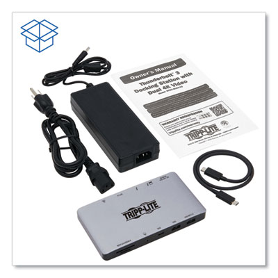 Tripp Lite Thunderbolt 3 Dock w/USB-C Compat and Dual Display,3.5mm/DisplayPort/Micro SD/RJ45/SD/USB/USB-C,BK/GY, Ships in 7-10 Bus Days (TRPMTB3DOCK03)