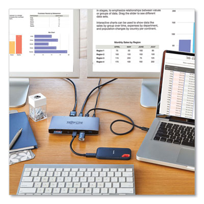Tripp Lite Thunderbolt 3 Dock w/USB-C Compat and Dual Display,3.5mm/DisplayPort/Micro SD/RJ45/SD/USB/USB-C,BK/GY, Ships in 7-10 Bus Days (TRPMTB3DOCK03)