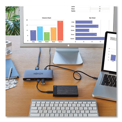 Tripp Lite Thunderbolt 3 Dock w/USB-C Compat and Dual Display,3.5mm/DisplayPort/Micro SD/RJ45/SD/USB/USB-C,BK/GY, Ships in 7-10 Bus Days (TRPMTB3DOCK03)