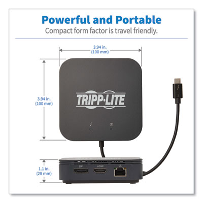 Tripp Lite Thunderbolt 3 Dual Monitor Docking Station, 3.5 mm/DisplayPort/HDMI/USB-A/USB-C PD Charging/RJ45, BK, Ships in 7-10 Bus Days (MTB3DOCK04)