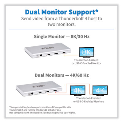 Tripp Lite Thunderbolt 4 Hub, 4 Ports, Gray, Ships in 7-10 Business Days (MTB4HUB301)