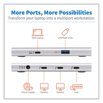 Tripp Lite Thunderbolt 4 Hub, 4 Ports, Gray, Ships in 7-10 Business Days (MTB4HUB301)