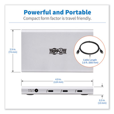 Tripp Lite Thunderbolt 4 Hub, 4 Ports, Gray, Ships in 7-10 Business Days (MTB4HUB301)