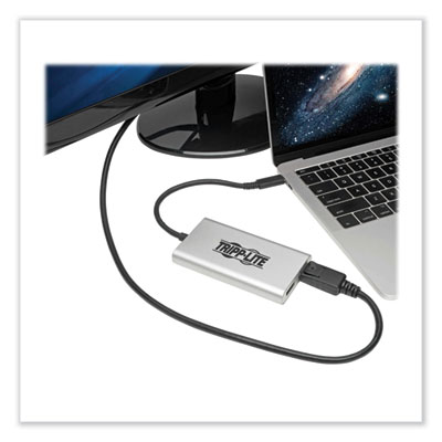 Tripp Lite Thunderbolt 3 USB-C to Dual DisplayPort Adapter, 4.7", Silver, Ships in 7-10 Business Days (TRPMTB3002DP)
