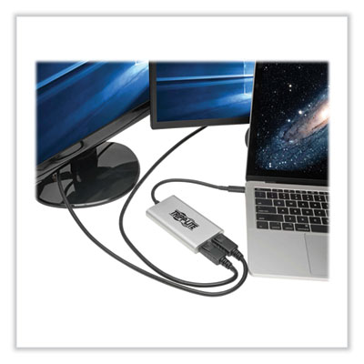 Tripp Lite Thunderbolt 3 USB-C to Dual DisplayPort Adapter, 4.7", Silver, Ships in 7-10 Business Days (TRPMTB3002DP)