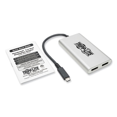 Tripp Lite Thunderbolt 3 USB-C to Dual DisplayPort Adapter, 4.7", Silver, Ships in 7-10 Business Days (TRPMTB3002DP)