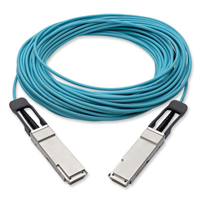Tripp Lite QSFP+ to QSFP+ Active Fiber Optic Cable, 49.2 ft, Aqua, Ships in 7-10 Business Days (N28F15MAQ)