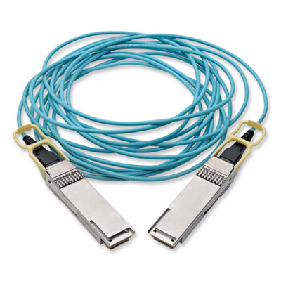 Tripp Lite QSFP28 to QSFP28 Active Fiber Optic Cable, 16.4 ft, Aqua, Ships in 7-10 Business Days (TRPN28H05MAQ)