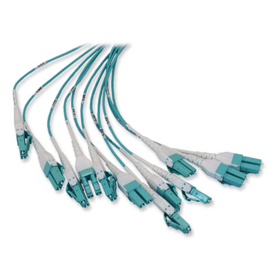 Tripp Lite 1U Preloaded Multimode Fiber Cable Panel, (12) LC Duplex (M) to (12) LC Duplex (M), 32.8ft, Aqua, Ships in 7-10 Business Days (N48M2L24L10)