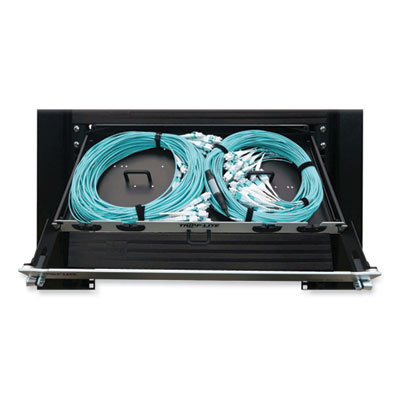Tripp Lite 1U Preloaded Multimode Fiber Cable Panel, (12) LC Duplex (M) to (12) LC Duplex (M), 65.6ft, Aqua, Ships in 7-10 Business Days (TRPN48M2L24L20)