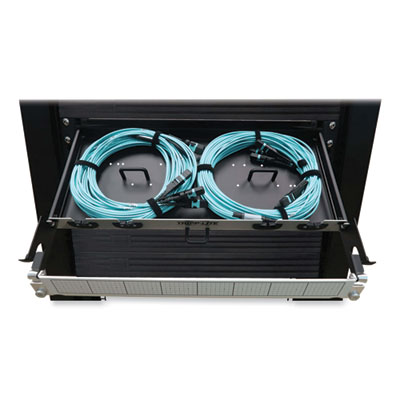 Tripp Lite 1U Preloaded Multimode Fiber Cable Panel, (3) MTP/MPO (F) to (3) MTP/MPO (F), 65.6 ft, Aqua, Ships in 7-10 Business Days (N48M2M3X8M20)